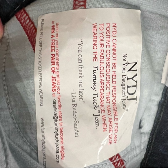 NWT NYDJ Sz 12 Lift Tuck Studded Embroidered High Rise Boot cut Dark Wash - Picture 11 of 15